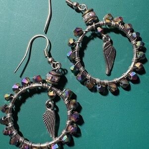 Silver Wing Hoop Earrings